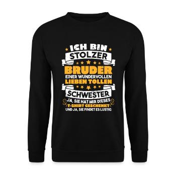 Ich stolzer bruder wundervollen lieben schwester - Unisex Pullover - Schwarz - Vorne - Alina (178cm) & Michal (187cm)