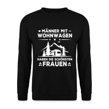 Männer mit Wohnwagen haben die schönsten Frauen - Unisex Pullover - Schwarz - Vorne - Alina (178cm) & Michal (187cm)