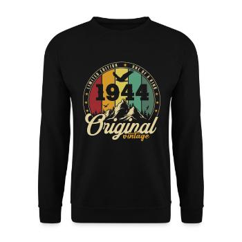 Original 1944 Vintage Retro Anniversary Gift - Unisex Sweatshirt - black - Front - Alina (178cm) & Michal (187cm)