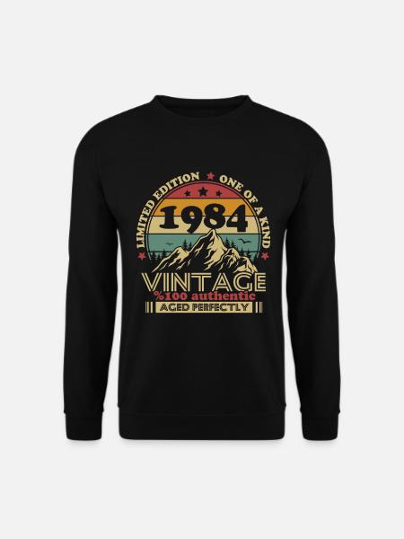 Vintage Né 1984 Vintage Anniversaire Rétro - Sweat-shirt Unisexe - noir