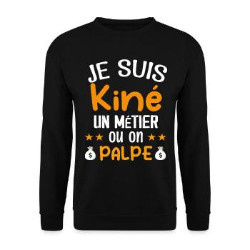 Cadeau Je suis Kiné Humour Citation - Sweat-shirt Unisexe - noir - Devant - Alina (178cm) & Michal (187cm)