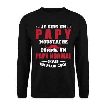 Un papy moustache comme un papy normal - Sweat-shirt Unisexe - noir - Devant - Alina (178cm) & Michal (187cm)