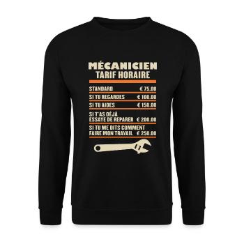 Mécanicien Tarif Horaire - Sweat-shirt Unisexe - noir - Devant - Alina (178cm) & Michal (187cm)