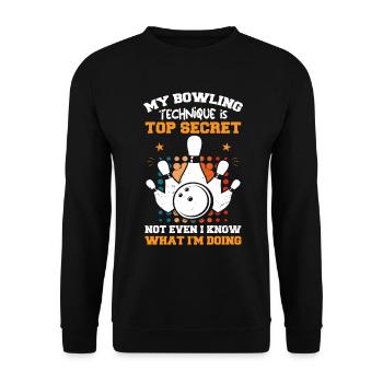 Bowling-Team Bowlingkugel entwirft Bowling-Tees - Unisex Pullover - Schwarz - Vorne - Alina (178cm) & Michal (187cm)
