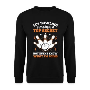 Bowling-Team Bowlingkugel entwirft Bowling-Tees - Unisex Pullover - Schwarz - Vorne - Alina (178cm) & Michal (187cm)