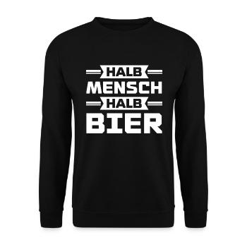 Halb mensch halb bier - Unisex Pullover - Schwarz - Vorne - Alina (178cm) & Michal (187cm)