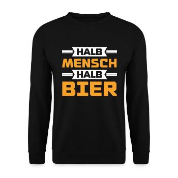 Halb mensch halb bier - Unisex Pullover - Schwarz - Vorne - Alina (178cm) & Michal (187cm)