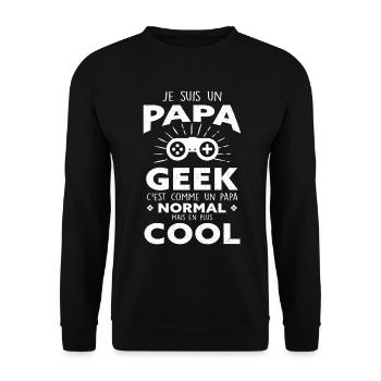 Je suis un Papa Geek - Cadeau Gaming - Sweat-shirt Unisexe - noir - Devant - Alina (178cm) & Michal (187cm)