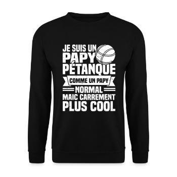 Ich bin ein Opa Petanque - Unisex Pullover - Schwarz - Vorne - Alina (178cm) & Michal (187cm)