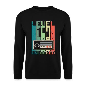 Level 14 freigeschaltet - Unisex Pullover - Schwarz - Vorne - Alina (178cm) & Michal (187cm)