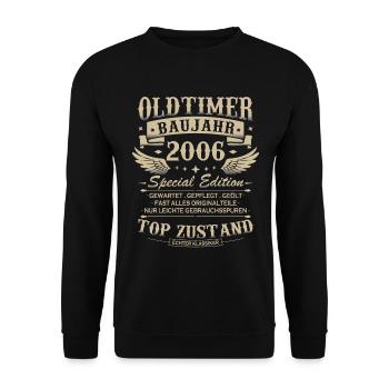 Oldtimer Baujahr 2006 Jahrgang Geburtstag Geschenk - Unisex Pullover - Schwarz - Vorne - Alina (178cm) & Michal (187cm)