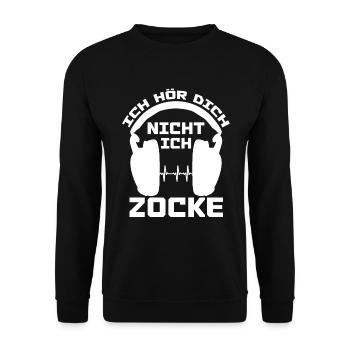 Ich Hör Dich Nicht Ich Zocke - Unisex Pullover - Schwarz - Vorne - Alina (178cm) & Michal (187cm)