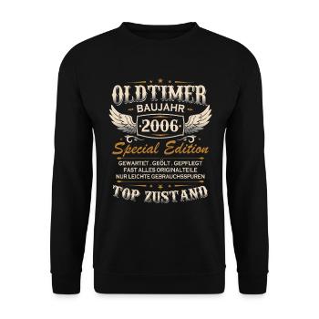 Oldtimer Baujahr 2006 Jahrgang Geburtstag Geschenk - Unisex Pullover - Schwarz - Vorne - Alina (178cm) & Michal (187cm)