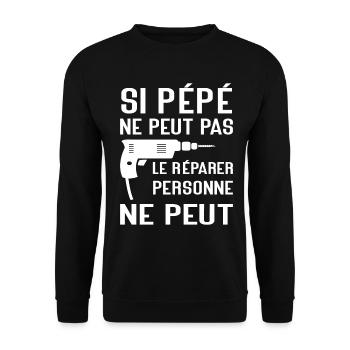 Si Pépé ne peut pas le Réparer Cadeau Pépé - Sweat-shirt Unisexe - noir - Devant - Alina (178cm) & Michal (187cm)