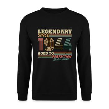Legendary Since 1944 Vintage Birthday Gift - Unisex Sweatshirt - black - Front - Alina (178cm) & Michal (187cm)