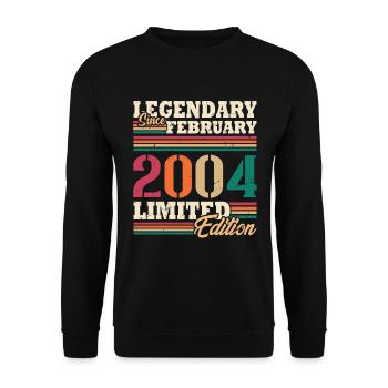 Vintage 2004 Février Vintage Anniversaire Rétro - Sweat-shirt Unisexe - noir - Devant - Alina (178cm) & Michal (187cm)