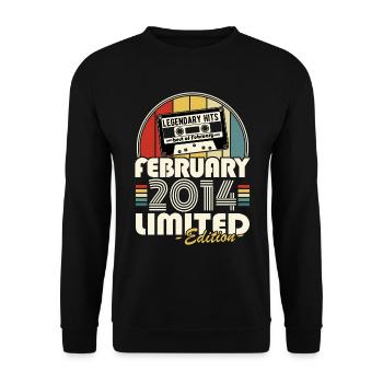 Jahrgang 2014 Februar Retro Geburtstagsgeschenk - Unisex Pullover - Schwarz - Vorne - Alina (178cm) & Michal (187cm)