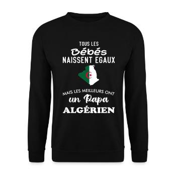 Better Equal Babies Have an Algerian Dad - Unisex Sweatshirt - black - Front - Alina (178cm) & Michal (187cm)