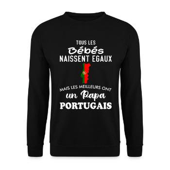 Better Equal Babies Have a Portuguese Dad - Unisex Sweatshirt - black - Front - Alina (178cm) & Michal (187cm)