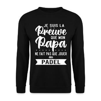 Mon papa ne fait pas que jouer au padel - Sweat-shirt Unisexe - noir - Devant - Alina (178cm) & Michal (187cm)