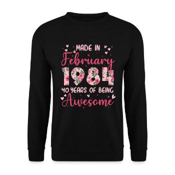 Février 1984 Cadeau Anniversaire 40 Ans Pour Femme - Sweat-shirt Unisexe - noir - Devant - Alina (178cm) & Michal (187cm)