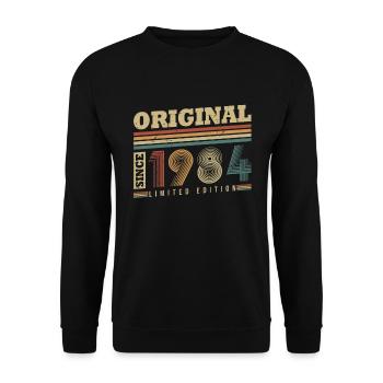 Original seit 1984 Jahrgang Geschenk Geburtstag - Unisex Pullover - Schwarz - Vorne - Alina (178cm) & Michal (187cm)
