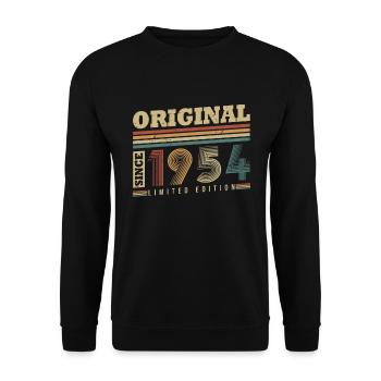 Original Since 1954 Vintage Gift Birthday - Unisex Sweatshirt - black - Front - Alina (178cm) & Michal (187cm)