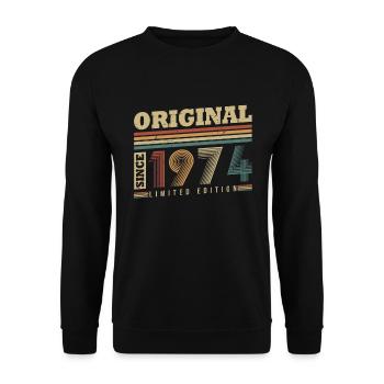 Original depuis 1974 Vintage cadeau d’anniversaire - Sweat-shirt Unisexe - noir - Devant - Alina (178cm) & Michal (187cm)