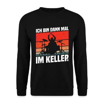 Ich bin dann mal im Keller - Unisex Pullover - Schwarz - Vorne - Alina (178cm) & Michal (187cm)