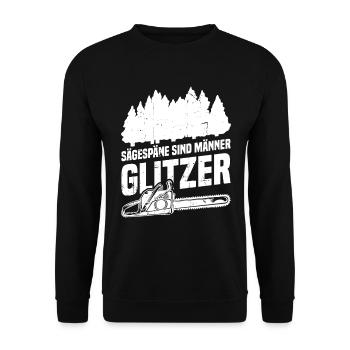 Sägespäne sind Männer Glitzer - Unisex Pullover - Schwarz - Vorne - Alina (178cm) & Michal (187cm)