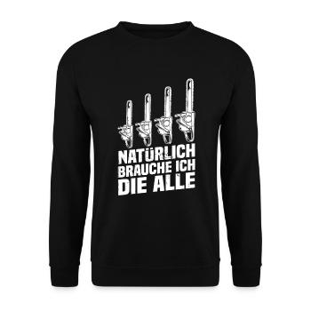 Bien sûr, j’ai besoin de la scie à moteur de tronçonneuse - Sweat-shirt Unisexe - noir - Devant - Alina (178cm) & Michal (187cm)