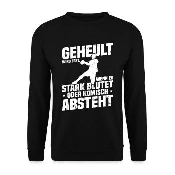Handball nix für Weicheier Geschenk für handballer - Unisex Pullover - Schwarz - Vorne - Alina (178cm) & Michal (187cm)