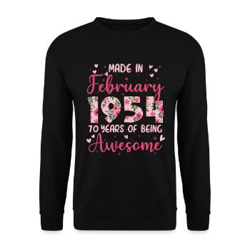 Février 1954 Cadeau Anniversaire 70 Ans Pour Femme - Sweat-shirt Unisexe - noir - Devant - Alina (178cm) & Michal (187cm)