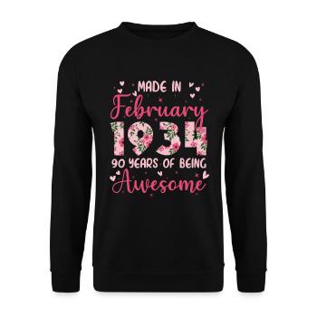 Février 1934 Cadeau Anniversaire 90 Ans Pour Femme - Sweat-shirt Unisexe - noir - Devant - Alina (178cm) & Michal (187cm)
