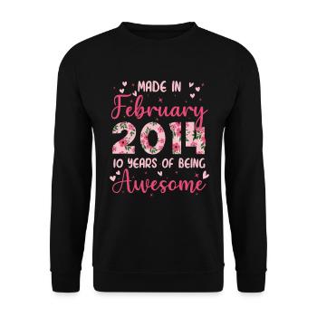 Februar 2014 Geschenk zum 10-jährigen Jubiläum für Frauen - Unisex Pullover - Schwarz - Vorne - Alina (178cm) & Michal (187cm)