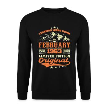 61 Years Born In February 1963 Birthday Gift - Unisex Sweatshirt - black - Front - Alina (178cm) & Michal (187cm)