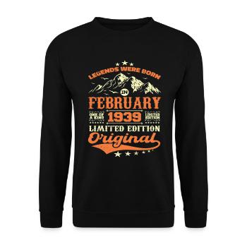 Cadeau Anniversaire 85 ans Nées En Février 1939 - Sweat-shirt Unisexe - noir - Devant - Alina (178cm) & Michal (187cm)