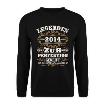 Legenden 2014 Jahrgang Geschenk Geburtstag - Unisex Pullover - Schwarz - Vorne - Alina (178cm) & Michal (187cm)