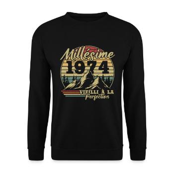Millésime 1974 - Sweat-shirt Unisexe - noir - Devant - Alina (178cm) & Michal (187cm)