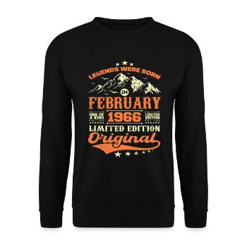 Cadeau Anniversaire 58 ans Nées En Février 1966 - Sweat-shirt Unisexe - noir - Devant - Alina (178cm) & Michal (187cm)