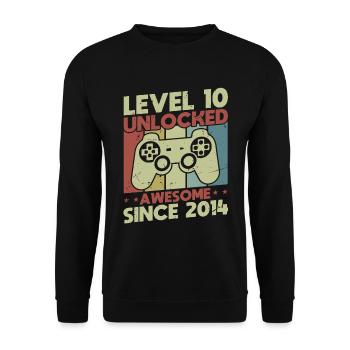 Level 10 freigeschaltet - Unisex Pullover - Schwarz - Vorne - Alina (178cm) & Michal (187cm)