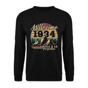 Millésime 1934 - Sweat-shirt Unisexe - noir - Devant - Alina (178cm) & Michal (187cm)