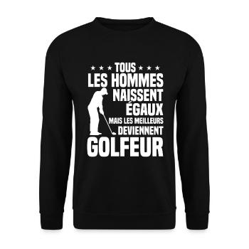 Bessere gleichberechtigte Männer werden Golfer - Unisex Pullover - Schwarz - Vorne - Alina (178cm) & Michal (187cm)