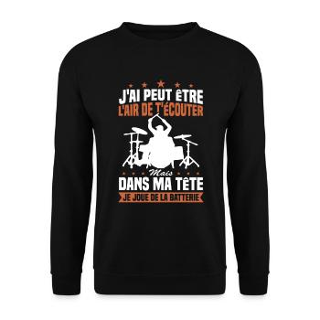 In my head I'm playing drums - Unisex Sweatshirt - black - Front - Alina (178cm) & Michal (187cm)