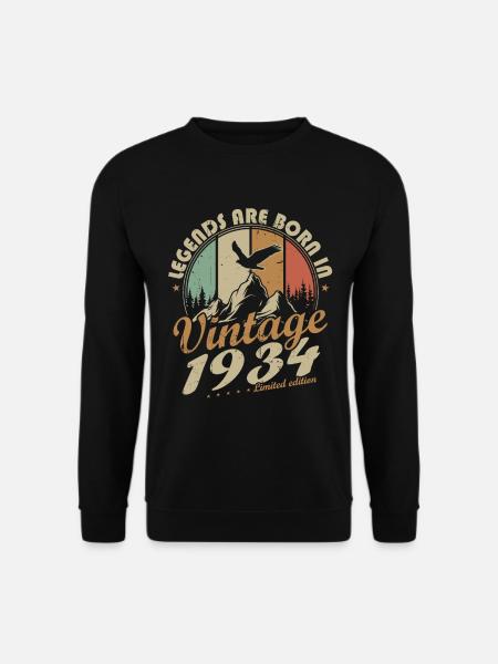 1934 Jahrgang Vintage Retro Geburtstag Geschenk - Unisex Pullover - Schwarz