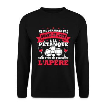 Stör mich nicht, wenn ich Pétanque spiele - Unisex Pullover - Schwarz - Vorne - Alina (178cm) & Michal (187cm)