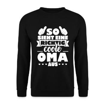 So sieht eine richtig coole Oma aus - Unisex Pullover - Schwarz - Vorne - Alina (178cm) & Michal (187cm)