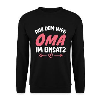 Out of the way grandma in action - Unisex Sweatshirt - black - Front - Alina (178cm) & Michal (187cm)