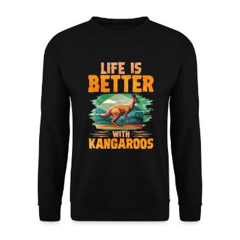 känguru - Unisex Pullover - Schwarz - Vorne - Alina (178cm) & Michal (187cm)