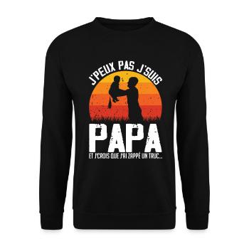 Je Peux Pas Je Suis Papa (couche) - Sweat-shirt Unisexe - noir - Devant - Alina (178cm) & Michal (187cm)
